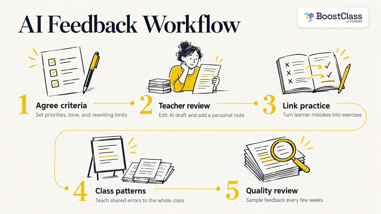 Five stages of a school feedback workflow